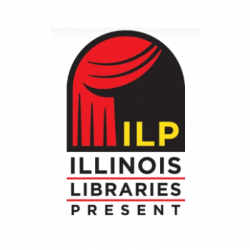 the red curtain logo for 'Illinois Libraries Present' (ILP)