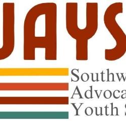 Logo of SWAYS (Southwest Advocates for Youth Services) with colorful curved lines.