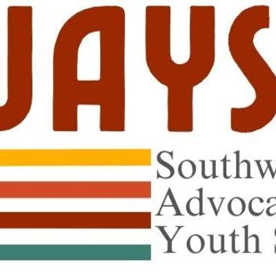 Logo of SWAYS (Southwest Advocates for Youth Services) with colorful curved lines.