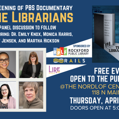 Promotional flyer for event showing pictures of panel speakers, sponsor logos, and film cover. 